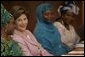 Laura Bush attends a meeting January 18, 2006 at the National Center for Women's Development in Abuja, Nigeria. Mrs. Bush addressed the organization and attended a women's empowerment roundtable. White House photo by Shealah Craighead