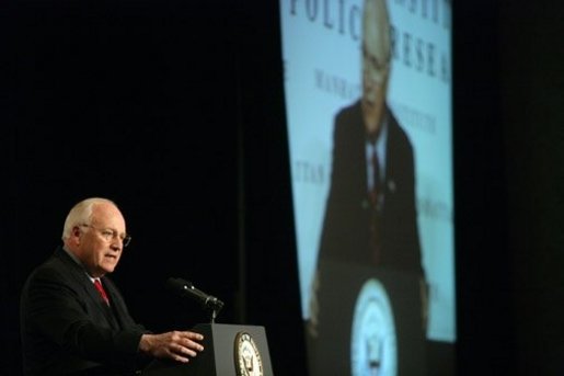 Vice President Dick Cheney delivers remarks on Iraq and the war on terror to the Manhattan Institute in New York, Thursday January 19, 2006. White House photo by Kimberlee Hewitt