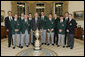 President George W. Bush meets with members of the U.S. Walker Cup Team in the Oval Office at the White House, Monday evening, Jan. 23, 2006. White House photo by Kimberlee Hewitt