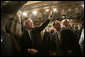 President George W. Bush waves toward the upper visitors gallery of the House Chamber following his State of the Union remarks Tuesday, Jan. 31, 2006 at the United States Capitol. White House photo by Eric Draper