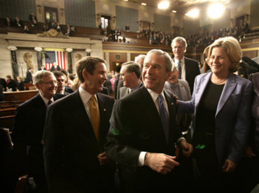 President George W. Bush greets members of Congress after his State of the Union Address at the Capitol, Tuesday, Jan. 31, 2006. White House photo by Eric Draper