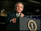 President George W. Bush delivers remarks on American competitiveness at the 3M Corporation in Maplewood, Minn., Thursday, Feb. 2, 2006. White House photo by Eric Draper