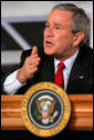 President George W. Bush speaks during a panel on American competitiveness at Intel Corporation Friday, Feb. 3, 2006, in Rio Rancho, N.M. White House photo by Eric Draper