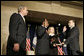 President George W. Bush participates in the swearing-in ceremony Monday, Feb. 6, 2006, for Ben Bernanke as Chairman of the Federal Reserve. Vice Chairman Roger W. Ferguson, Jr., administers the oath of office to Chairman as Mrs. Anna Bernanke, the Chairman's wife, holds the Bible. White House photo by Kimberlee Hewitt