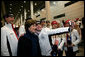 Laura Bush poses for photos with 2006 U.S. Winter Olympic athletes in Turin, Italy, Friday, Feb. 10, 2006 before the Opening Ceremony. White House photo by Shealah Craighead