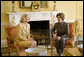 Laura Bush shares a moment with Nane Annan, wife of UN Secretary General Kofi Annan, Monday, Feb. 13, 2006, during a morning meeting in the private residence at the White House. White House photo by Shealah Craighead