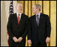 President George W. Bush speaks with Dr. Phillip A. Sharp of the Massachusetts Institute of Technology prior to being presented a National Medal of Science, Monday, Feb. 13, 2006 during ceremonies in the East Room of the White House. Dr. Sharp is honored for his contributions to the understanding of RNA interference techniques to perform genetic analyses in mammalian cells. White House photo by Eric Draper