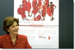 Laura Bush promotes American Heart Month Wednesday, Feb. 15, 2006, in Charlotte, NC, as part of the Heart Truth Campaign, which raises awareness of heart disease in women and encourages women to get screened for the disease. White House photo by Shealah Craighead