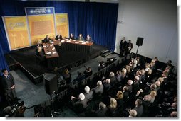 President George W. Bush leads a panel discussion with experts on energy conservation and efficiency at the National Renewable Energy Laboratory in Golden, Colo., Tuesday, Feb. 21, 2006.  White House photo by Eric Draper