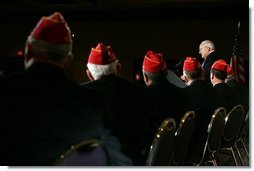 Members of the American Legion listen to Vice President Dick Cheney as he delivers remarks to the American Legion Washington Conference in Washington, Tuesday, February 28, 2006. During his address the Vice President commended those who have served in uniform and thanked veterans for defending the country and standing behind the military.  White House photo by David Bohrer