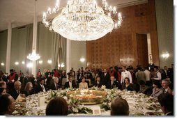 President George W. Bush and Mrs. Laura Bush attend the State Dinner in their honor with with the President of Paksitan, Saturday, March 4, 2006 in Islamabad, Pakistan.  White House photo by Eric Draper