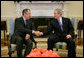 President George W. Bush welcomes Russian Foreign Minister Sergei Lavrov to a meeting in the Oval Office, Tuesday, March 7, 2006, at the White House. White House photo by Paul Morse