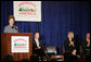 Laura Bush delivers remarks Thursday, March 9, 2006, in Washington, DC, during an award ceremony honoring 45 Preserve America communities who received grants to help them develop resource management strategies and sound business practices for continued preservation and use of their heritage assets. Twenty-eight states were represented in the first round of Preserve America grants with a total of $3.5 million awarded. White House photo by Shealah Craighead