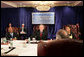 President George W. Bush meets with philanthropic leaders and social service providers, Thursday, March 9, 2006 at The White House National Conference on Faith-Based and Community Initiatives at the Washington Hilton Hotel. President Bush talked about the important philanthropic role individual volunteers, corporations and foundataions play in providing funding for social services, and the funding challenges faced by faith-based and community organizations. White House photo by Kimberlee Hewitt