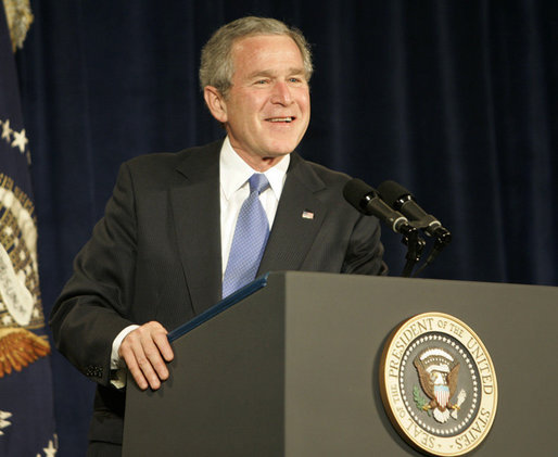 President George W. Bush addresses his remarks to an audience attending the National Newspaper Association Government Affairs Conference, Friday, March 10, 2006 at the Wyndham Washington Hotel. White House photo by Eric Draper