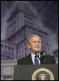 President George W. Bush addresses his remarks on the global war on terror at the Renaissance Cleveland Hotel in Cleveland, Ohio, Monday, March 20, 2006, to members of the City Club of Cleveland. White House photo by Paul Morse