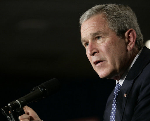 President George W. Bush addresses his remarks to an audience at Freedom House, Wednesday, March 29, 2006 in Washington, where President Bush discussed Democracy in Iraq and thanked the Freedom House organization for their work to expand freedom around the world. White House photo by Eric Draper