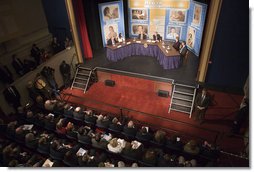 President George W. Bush participates in a panel discussion Wednesday, April 5, 2006, on Health Savings Accounts during a visit to Bridgeport, Conn. White House photo by Paul Morse