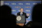 President George W. Bush addresses the Small Business Week Conference in Washington, D.C., Thursday, April 13, 2006. "Small businesses create two out of every three new jobs. And they account for nearly half of the country's overall employment," said the President in his remarks. White House photo by Paul Morse