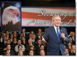 President George W. Bush speaks on comprehensive immigration reform as he addresses the Orange County Business Council Monday, April 24, 2006, in Irvine, Calif.  White House photo by Eric Draper