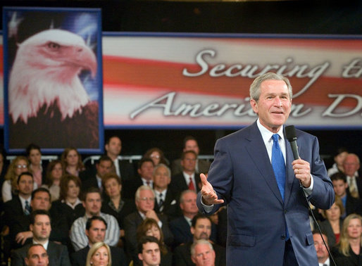 President George W. Bush speaks on comprehensive immigration reform as he addresses the Orange County Business Council Monday, April 24, 2006, in Irvine, Calif. White House photo by Eric Draper