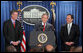 President George W. Bush and outgoing Press Secretary Scott McClellan introduces the new White House Press Secretary, Tony Snow, to the press in the James S. Brady Press Briefing Room Wednesday, April 26, 2006. White House photo by Kimberlee Hewitt