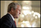 President George W. Bush speaks with guests during the White House celebration of Cinco De Mayo in the East Room Thursday, May 4, 2006.  White House photo by Paul Morse