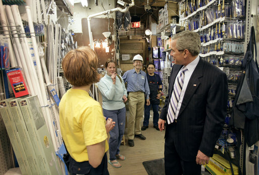 President George W. Bush visits Frager's Hardware store in the Capitol Hill neighborhood of Washington, D.C., Friday, May 5, 2006. White House photo by Eric Draper