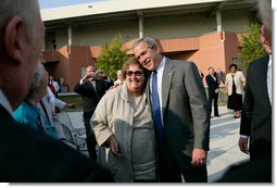 President George W. Bush visits with seniors while attending a Medicare Prescription Drug Benefit Enrollment Event at Broward Community College in Coconut Creek, Fla., May 9, 2006.  White House photo by Eric Draper