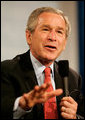 President George W. Bush speaks during A Conversation on the Medicare Prescription Drug Benefit at the Asociacion Borinquena de Florida Central, Inc., in Orlando Wednesday, May 10, 2006. White House photo by Eric Draper