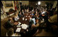 Members of the media gather as President George W. Bush meets with Victims of Identity Theft Wednesday, May 10, 2006, in the Roosevelt Room of the White House. White House photo by Eric Draper