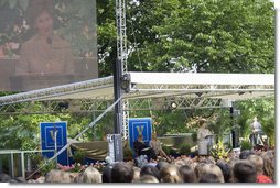 Mrs. Laura Bush addresses the 2006 graduating class at Vanderbilt University in Nashville, Tenn., Thursday, May 11, 2006. "Today may mark the first time in your life that your life is not all planned out for you," said Mrs. Bush. "But today also starts a period of incredible liberty and adventure, a time to find your calling and to demand the most from life before life makes specific demands on you."  White House photo by Shealah Craighead