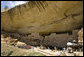 Mrs. Laura Bush talks to a crowd, Thursday, May 23, 2006, assembled in Long House cliff dwellings during a celebration of the 100th anniversary of Mesa Verde and the Antiquities Act in Mesa Verde, Colorado. Mesa Verde was the first national park established to protect America’s man-made treasures; and Long House is the second largest cliff dwelling in the park. White House photo by Shealah Craighead