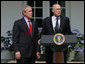 Henry Paulson responds to President George W. Bush Tuesday, May 30, 2006, after the President announced his nomination of the Chairman and Chief Executive Officer of the Goldman Sachs Group to succeed Treasury Secretary John Snow, who announced his resignation. White House photo by Shealah Craighead