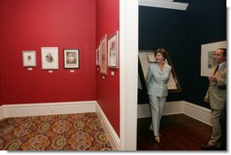 Mrs. Laura Bush tours the Historic New Orleans Collection Museum with co-curator Alfred Lemmon in New Orleans' French Quarter Wednesday, May 31, 2006. Established in 1966, the museum is currently hosting an exhibit about the shared history of Louisiana and St. Domingue, Haiti. White House photo by Shealah Craighead