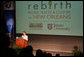 Mrs. Laura Bush announces that she will be leading a Preserve America Summit in partnership with the Advisory Council on Historic Preservation during a conference at Tulane University in New Orleans Wednesday, May 31, 2006. The summit highlights how cultural attractions, especially along the Gulf Coast, can benefit their local communities. White House photo by Shealah Craighead