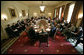 President George W. Bush meets with his Cabinet in the Cabinet Room Thursday, June 1, 2006. Among subjects discussed was the war on terror, the hurricane season, immigration and the strength of the economy. White House photo by Eric Draper