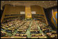 Mrs. Laura Bush delivers remarks about HIV/AIDS at the United Nations General Assembly's High-Level Meeting on AIDS at the United Nations in New York June 2, 2006. Mrs. Bush noted that 560,000 people worldwide are receiving treatment made possible through President Bush's Emergency Plan for AIDS Relief and called for heightened leadership by other nations. White House photo by Shealah Craighead