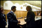 President George W. Bush and Prime Minister Anders Fogh Rasmussen of Denmark meet at Camp David Friday, June 9, 2006. White House photo by Eric Draper