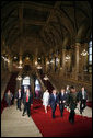 President George W. Bush and Hungarian Prime Minister Ferenc Gyurcsany walk through the Parliament building in Budapest, Hungary, June 22, 2006. White House photo by Paul Morse