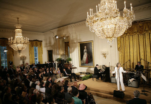 Recording artist Patti Austin performs in the East Room of the White House Monday, June 26, 2006, as part of the Black Music Month celebration focusing on the music of the Gulf Coast: Blues, Jazz and Soul. White House photo by Eric Draper