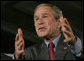 President George W. Bush gestures as he addresses an audience Tuesday, June 27, 2006 in Washington, calling on the U.S. Senate and members of the House of Representatives to quickly pass proposed Line-Item Veto legislation. White House photo by Paul Morse