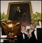 President George W. Bush and Japanese Prime Minister Junichiro Koizumi exchange toasts Thursday evening, June 29, 2006, during an official dinner in the State Dining Room at the White House in honor of the Prime Minister’s visit to the United States. White House photo by Eric Draper