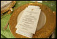 A place setting of the Clinton State Service is on display during the preview of the table setting for the official dinner honoring His Excellency Junichiro Koizumi, Prime Minister of Japan, in the State Dining Room Thursday, June 29, 2006. The tables are draped with jasmine green silk tablecloths. The floral centerpieces are comprised of pave spheres of green cymbidium orchids. White House photo by Shealah Craighead