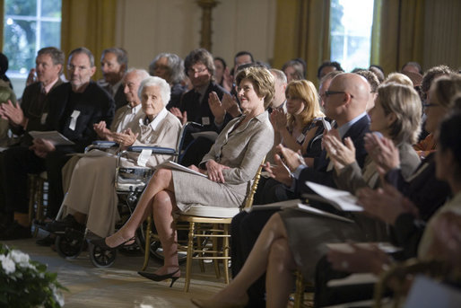 Laura Bush attends the announcement of the Smithsonian’s Cooper-Hewitt National Design Awards for 2005 and 2006 in the East Room Monday, July 10, 2006. The design awards recognizes achievements in areas such as architecture, communications and landscape design. White House photo by Kimberlee Hewitt