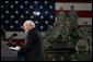 Vice President Dick Cheney addresses troops and families from the Iowa Air and Army National Guard, Monday, July 17, 2006, at Camp Dodge in Johnston, Iowa. During his remarks the Vice President thanked the troops for their efforts in the global war on terror. Approximately 7,500 soldiers from the Iowa Army and Air National Guard have served in Iraq and Afghanistan. White House photo by David Bohrer