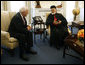 Vice President Dick Cheney meets with Lebanese Maronite Patriarch Cardinal Sfeir, Tuesday, July 18, 2006 in the West Wing at the White House. During the meeting the Vice President and the Patriarch discussed the situation in Lebanon. Patriarch Sfeir was concluding a tour of the United States before returning to the Middle East. White House photo by Paul Morse