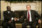 President George W. Bush welcomes Salva Kiir, the First Vice President of the Government of National Unity of Sudan and the President of Southern Sudan, during a meeting in the Oval Office Thursday, July 20, 2006. White House photo by Eric Draper