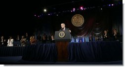 President George W. Bush receives a standing ovation during his remarks to the annual convention of the National Association for the Advancement of Colored People (NAACP), Thursday, July 20, 2006 in Washington, D.C. White House photo by Eric Draper