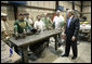 President George W. Bush praised small businesses in America as being vital to the economic growth of the country Thursday, Aug. 10, 2006, during his tour and visit with employees at Fox Valley Metal-Tech in Green Bay, Wis. White House photo by Eric Draper